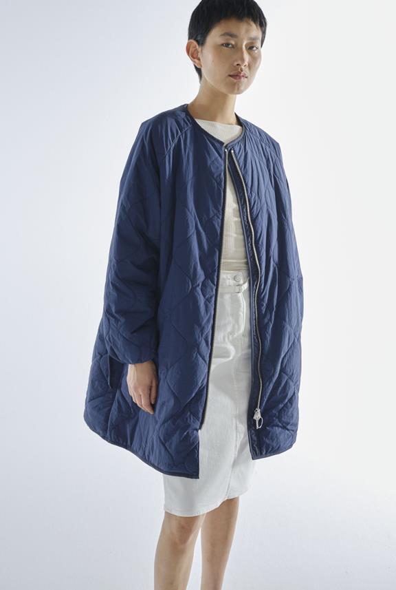 Siena Quilted Coat Faded Navy 2