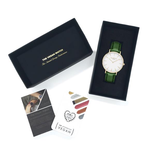Horloge Mykonos Cactusleer Goud, Wit En Groen 3