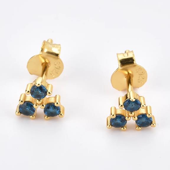 Earrings Vistosa Trio Gold Sapphire Blue 2
