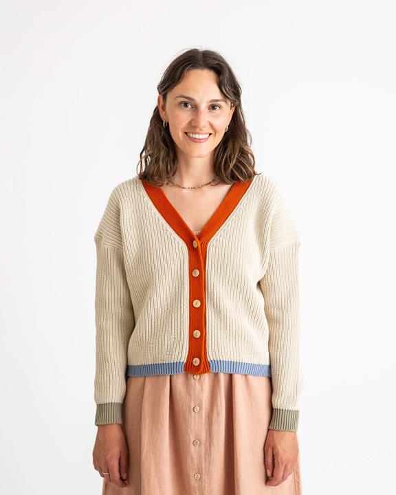 Color Block Cardigan Oyster 1