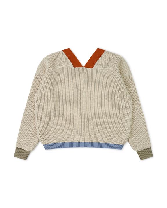 Color Block Cardigan Oyster 3