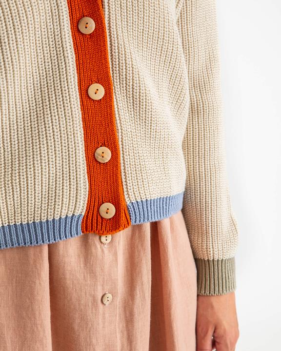 Color Block Cardigan Oyster 5
