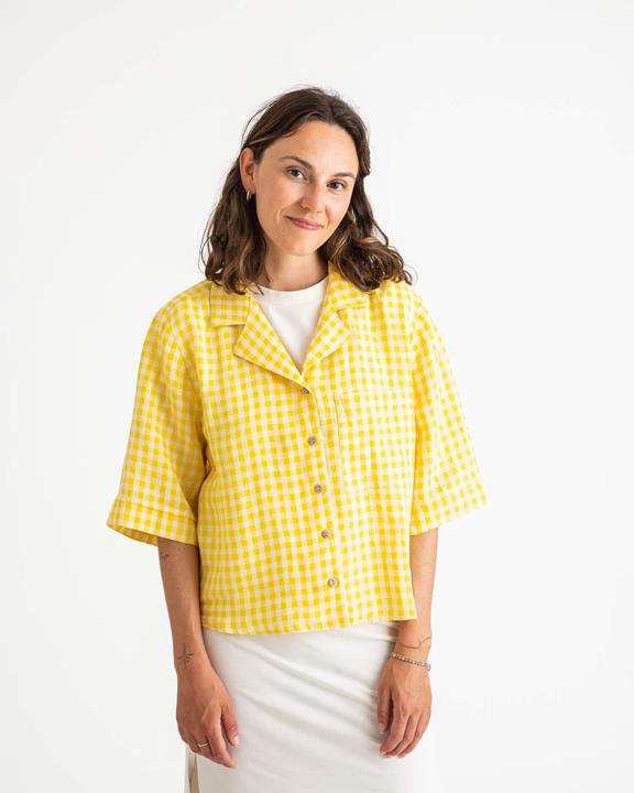 Blouse Collared Yellow Gingham 1