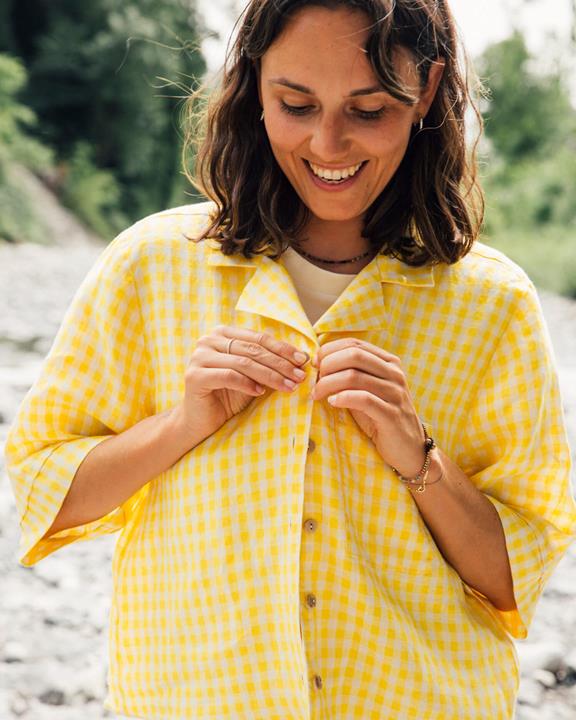 Blouse Collared Yellow Gingham 7
