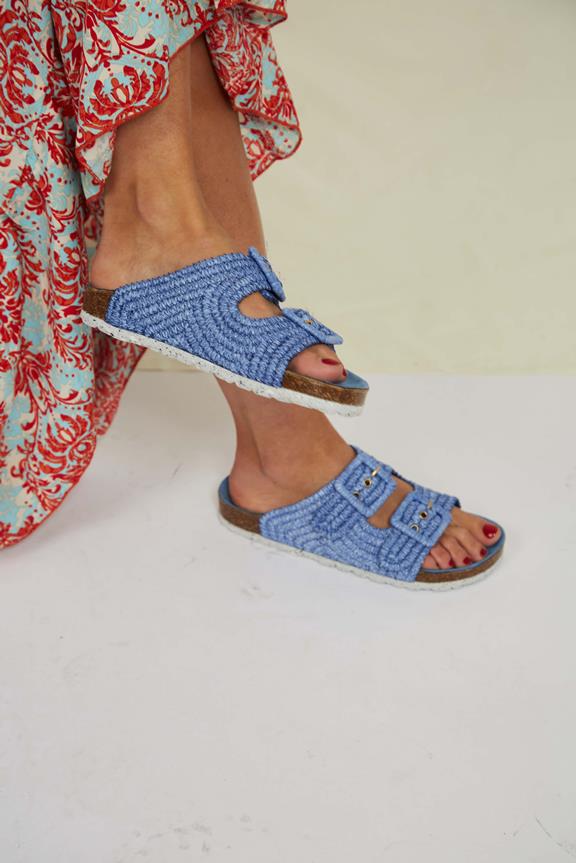 Sandals Raffia Blue 2