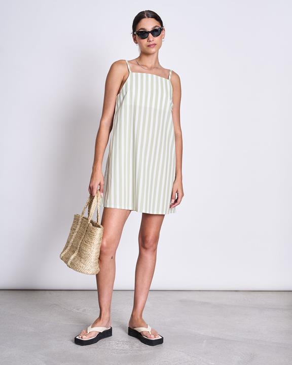 Mini Dress Alloa Pistachio Striped via Shop Like You Give a Damn
