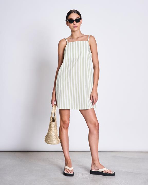 Mini Dress Alloa Pistachio Striped from Shop Like You Give a Damn