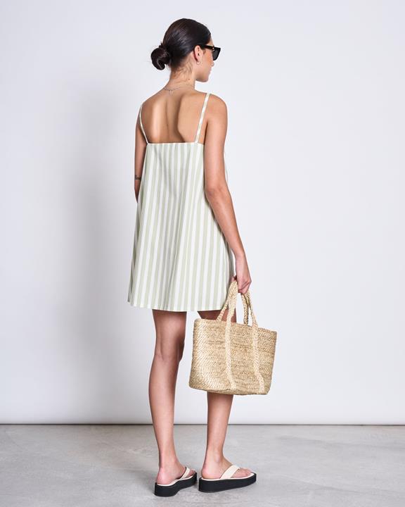 Mini Dress Alloa Pistachio Striped from Shop Like You Give a Damn