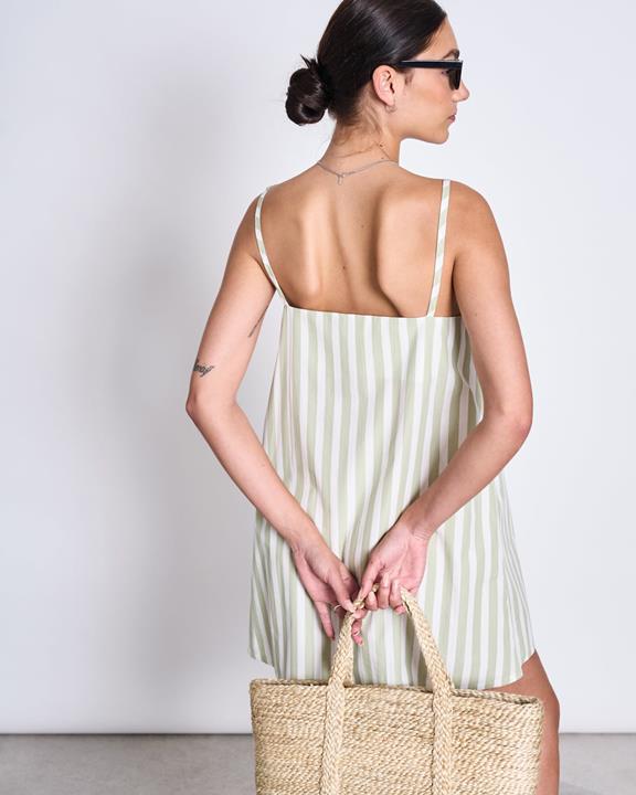 Mini Dress Alloa Pistachio Striped from Shop Like You Give a Damn