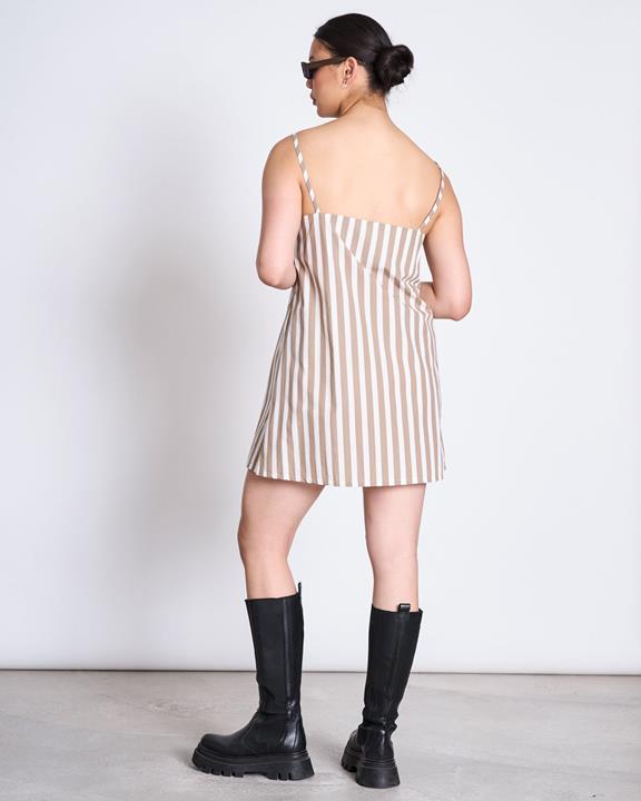 Mini Dress Alloa Camel Striped from Shop Like You Give a Damn