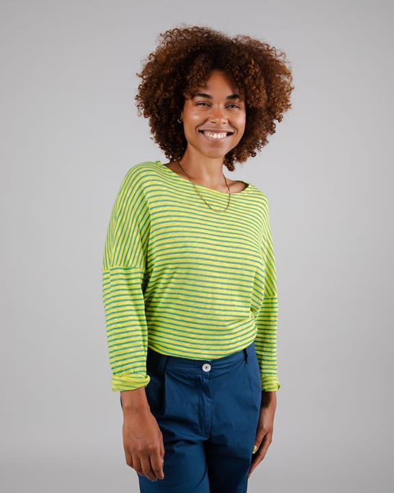 Sweater Fine Knit Stripes Lime 1