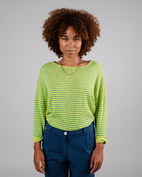 Sweater Fine Knit Stripes Lime 5