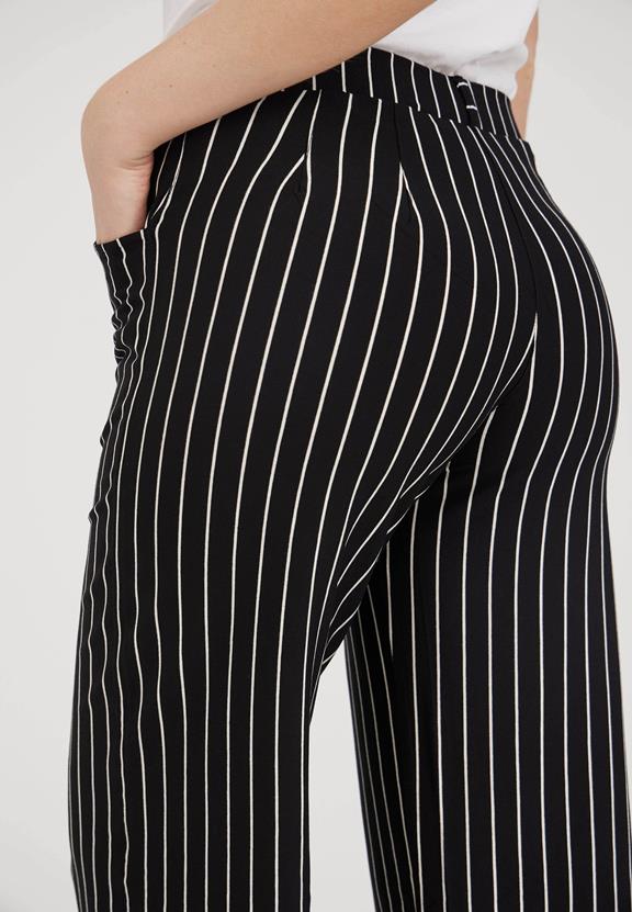 Pants Loose Jersey Crop Donna Black Stripe 2