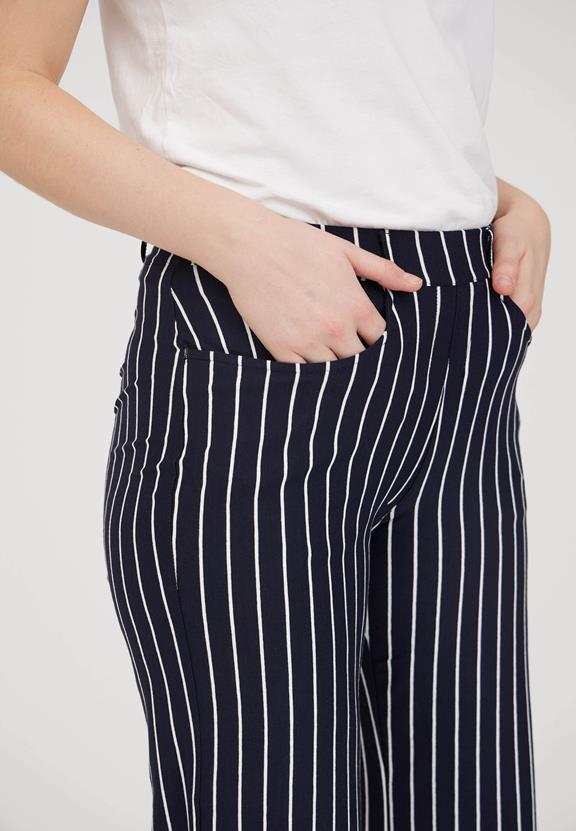 Pants Donna Loose Jersey Crop Navy Stripe 2