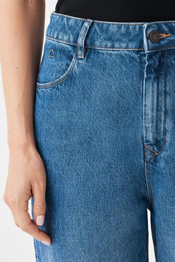 Jeans Brede Rechte Niet-Stretch Minimaal Medium Blauw 4