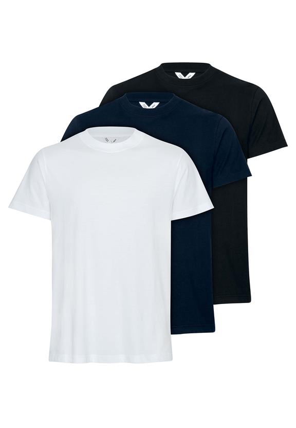 T-Shirt Avan 3-Pack Wit/Marineblauw/Zwart via Shop Like You Give a Damn