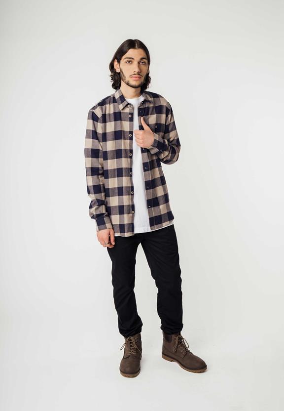 Flannel Shirt Sahel Navy Check from Shop Like You Give a Damn