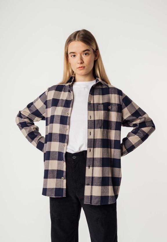 Flannel Shirt Akhela Navy Check via Shop Like You Give a Damn