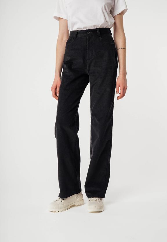 Broek Oorja Hoge Taille Corduroy Zwart from Shop Like You Give a Damn