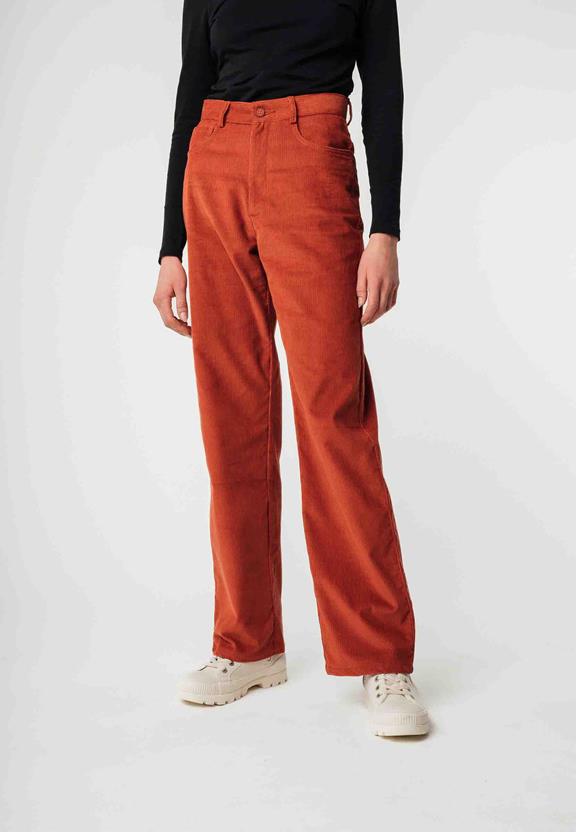 Broek Oorja Hoge Taille Corduroy Steenrood from Shop Like You Give a Damn