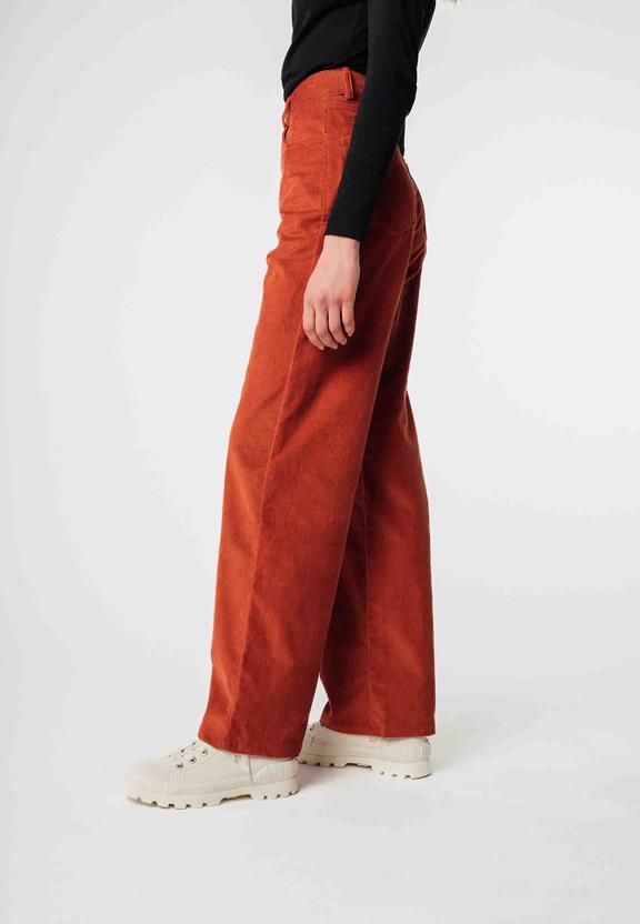 Broek Oorja Hoge Taille Corduroy Steenrood from Shop Like You Give a Damn