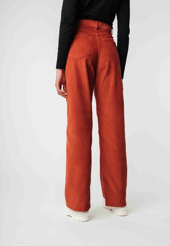 Broek Oorja Hoge Taille Corduroy Steenrood from Shop Like You Give a Damn