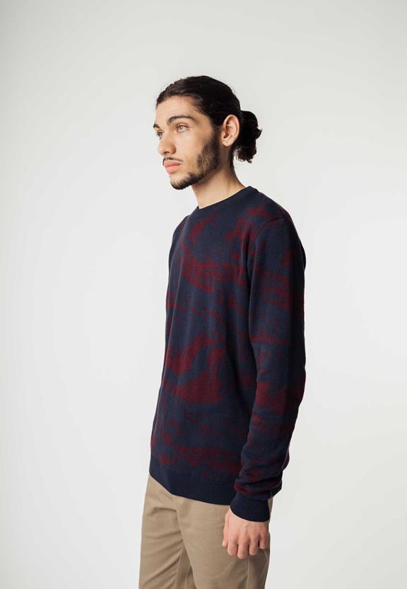 Knit Jumper Manav Navy Red from Shop Like You Give a Damn