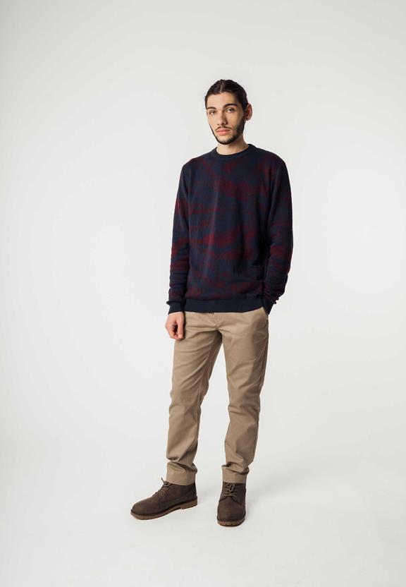 Knit Jumper Manav Navy Red from Shop Like You Give a Damn