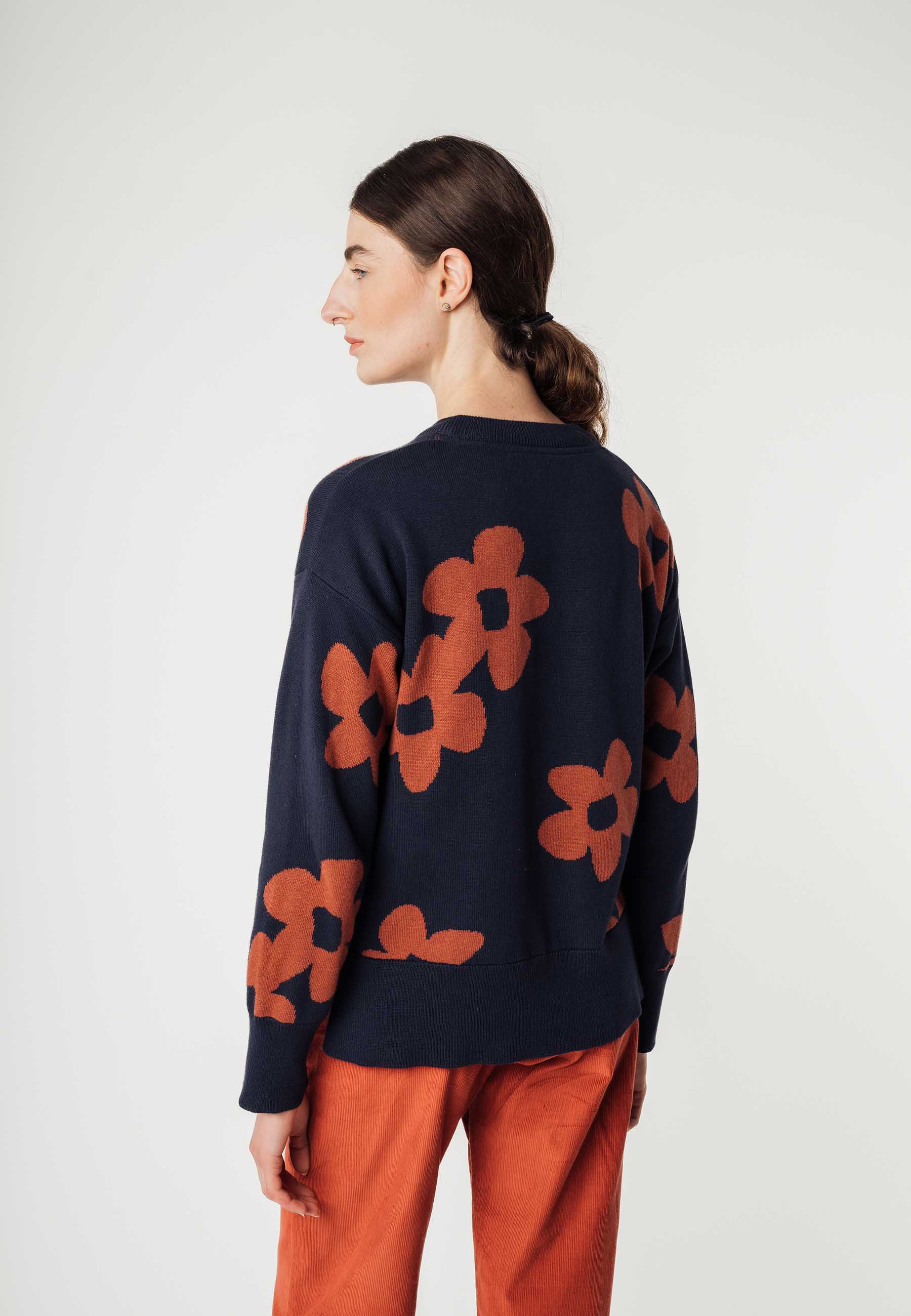 Knit Jumper Faiza Navy Flower from Shop Like You Give a Damn