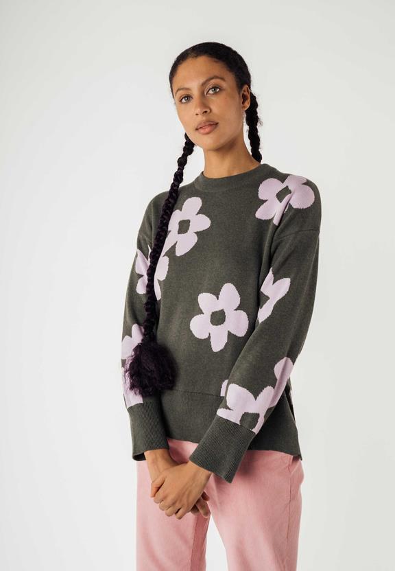 Knit Jumper Faiza Green Flower via Shop Like You Give a Damn