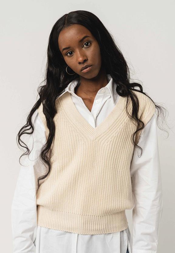 Knitted Vest Dayita Creme via Shop Like You Give a Damn