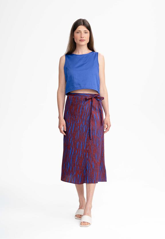 Wrap Midi Skirt Ruchika Chai Brush Blue Red from Shop Like You Give a Damn