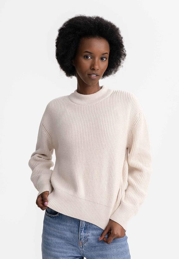 Rib Knit Jumper Manika Beige from Shop Like You Give a Damn