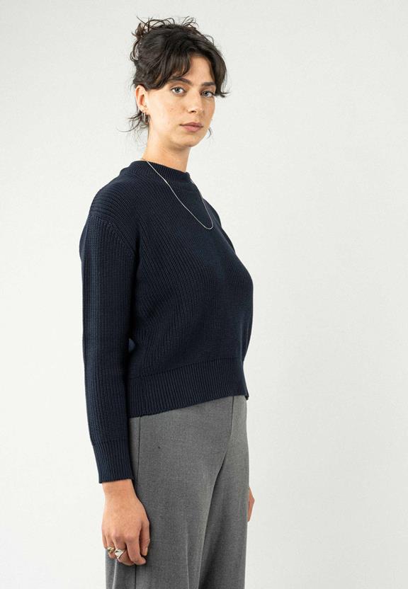 Rib Knit Jumper Manika Navy from Shop Like You Give a Damn