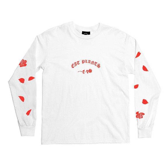 T-Shirt Long Sleeve Eat Plants Scattered Roses Wit 4