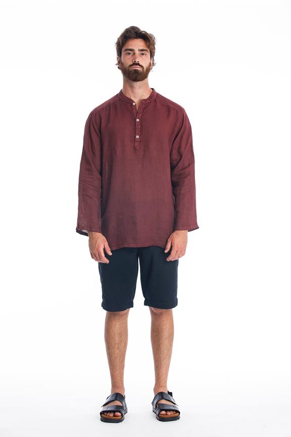 Linen Shirt Mykonos Dark Garnet from Shop Like You Give a Damn