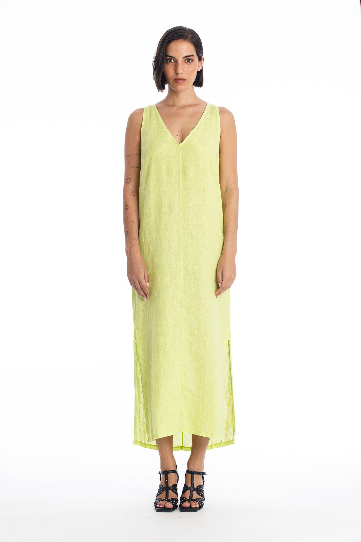 Linen Dress Winona Lime Yellow from Shop Like You Give a Damn