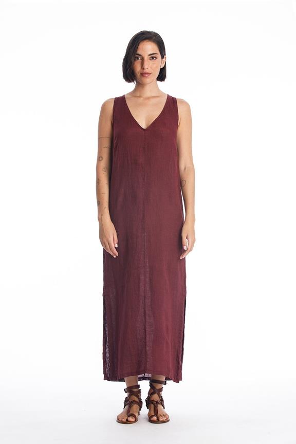 Linen Dress Winona Dark Garnet from Shop Like You Give a Damn