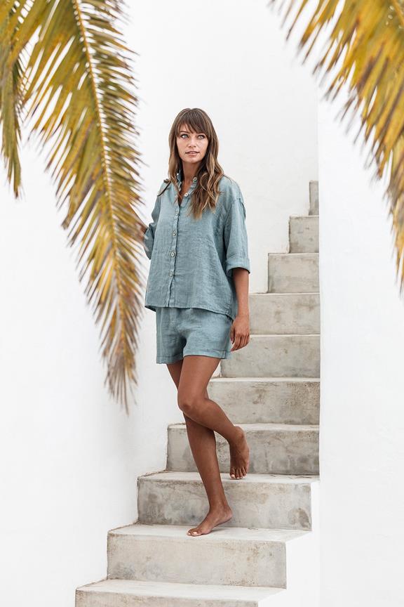 Linen Blouse Summer Chinois Green via Shop Like You Give a Damn