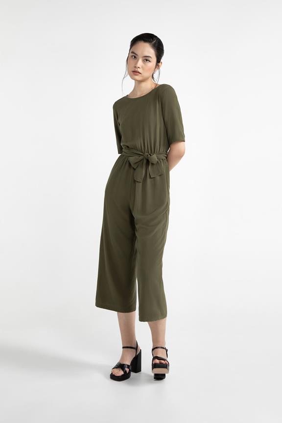 Jumpsuit Staine Halve Mouw Olijf via Shop Like You Give a Damn
