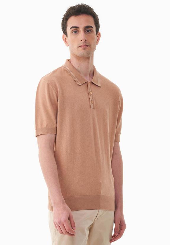 Knitted Polo Shirt Light Brown from Shop Like You Give a Damn