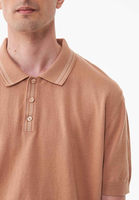 Knitted Polo Shirt Light Brown from Shop Like You Give a Damn