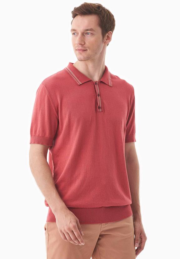 Gebreid Poloshirt Stralend Rood from Shop Like You Give a Damn