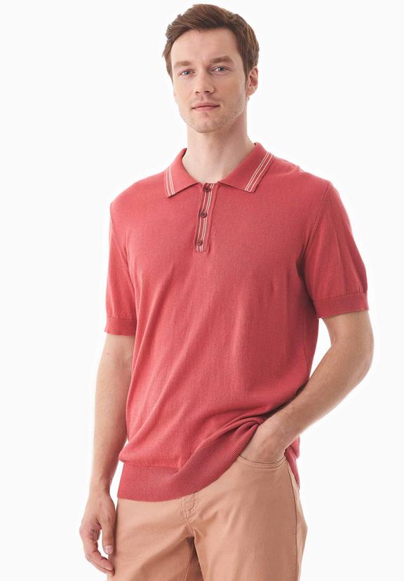 Gebreid Poloshirt Stralend Rood from Shop Like You Give a Damn