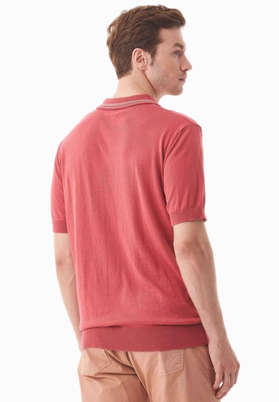 Gebreid Poloshirt Stralend Rood from Shop Like You Give a Damn