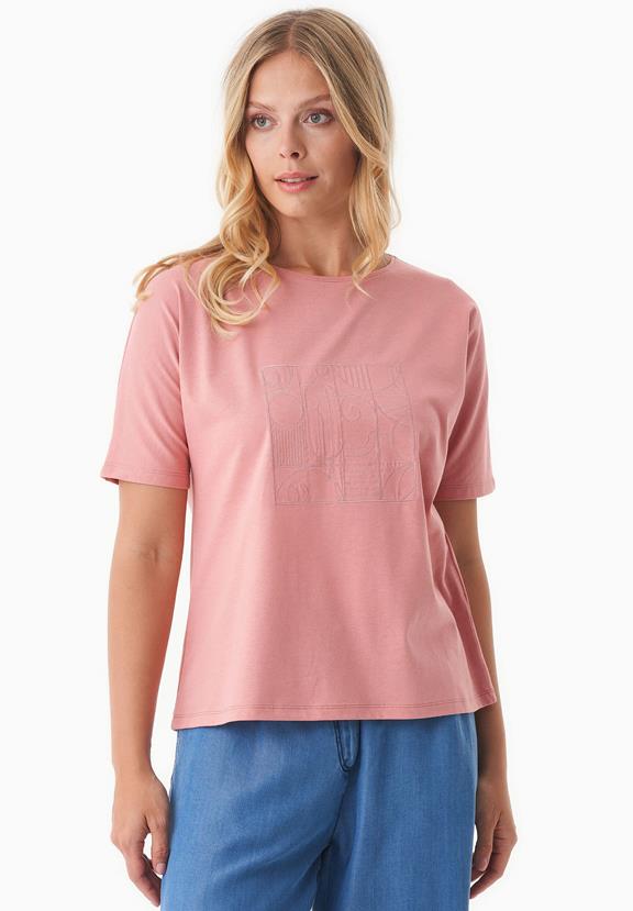 T-Shirt With Embroidery Flamingo Pink via Shop Like You Give a Damn