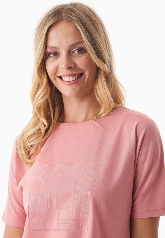 T-Shirt With Embroidery Flamingo Pink from Shop Like You Give a Damn