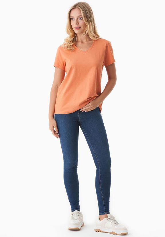 T-Shirt Basic V-Neck Dusty Orange from Shop Like You Give a Damn