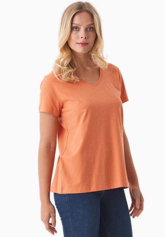 T-Shirt Basic V-Neck Dusty Orange from Shop Like You Give a Damn