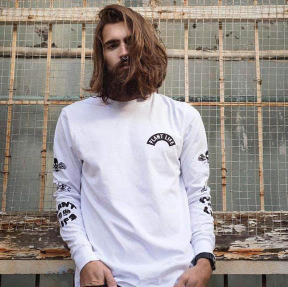 Top Long Sleeve Plant Life White  3